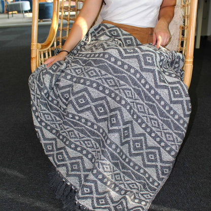 Boho Comfort Throw: Grey Geometric - 125x150cm