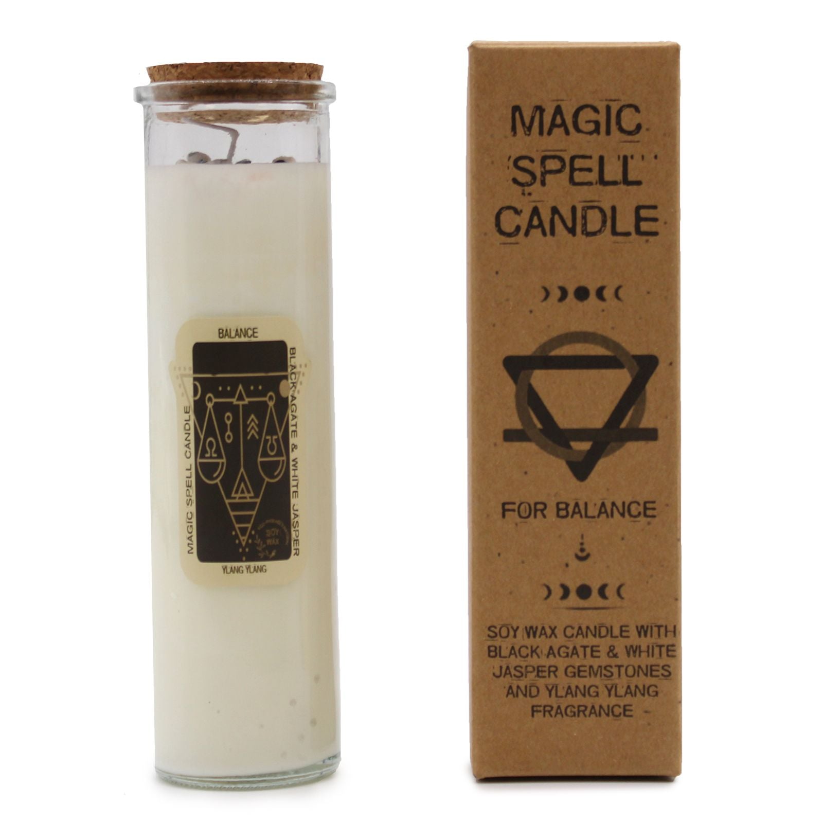 Magic Spell Candle: Balance - Black Agate & White Jasper