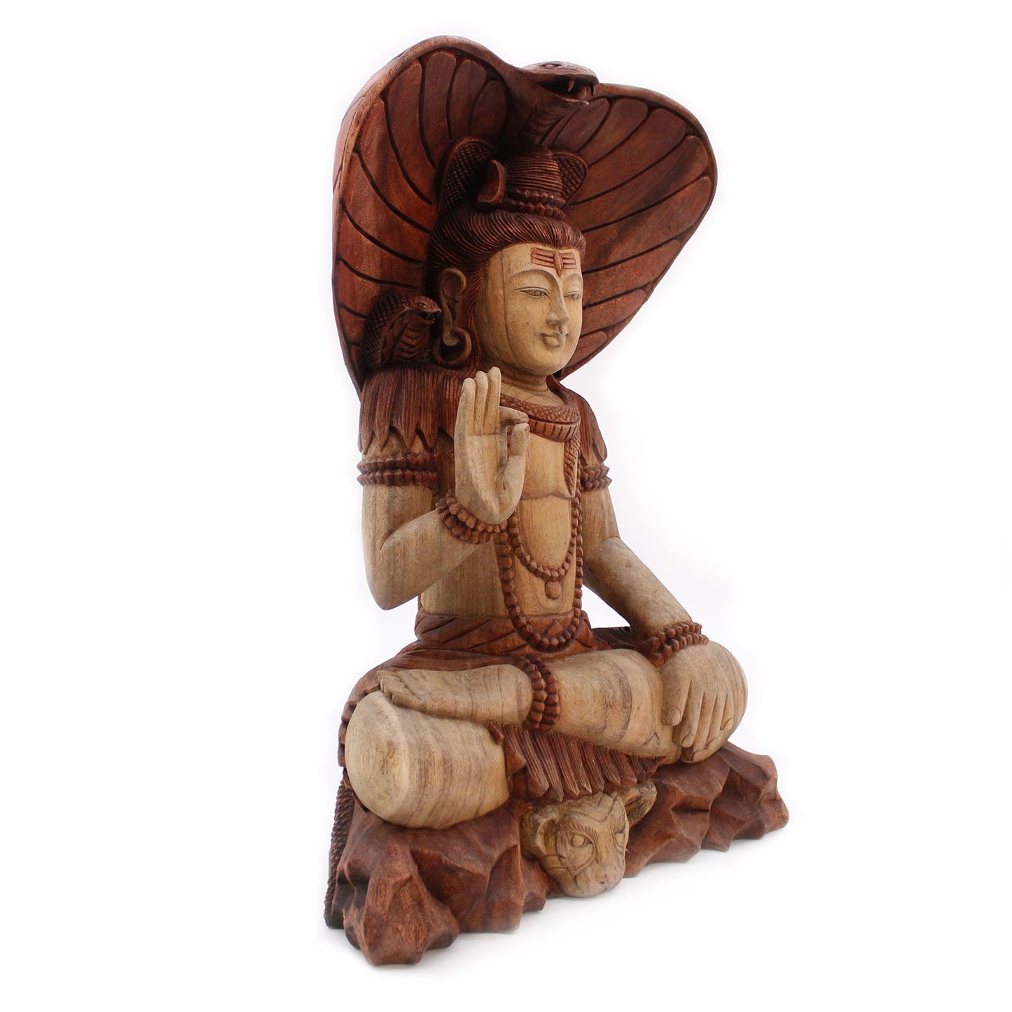 Shiva with Cobra Statue: Hand-Carved Suar Wood - 50cm