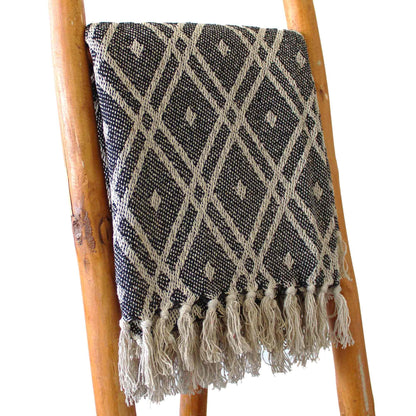 Boho Comfort Throw: Black & Biege Regency - 125x150cm
