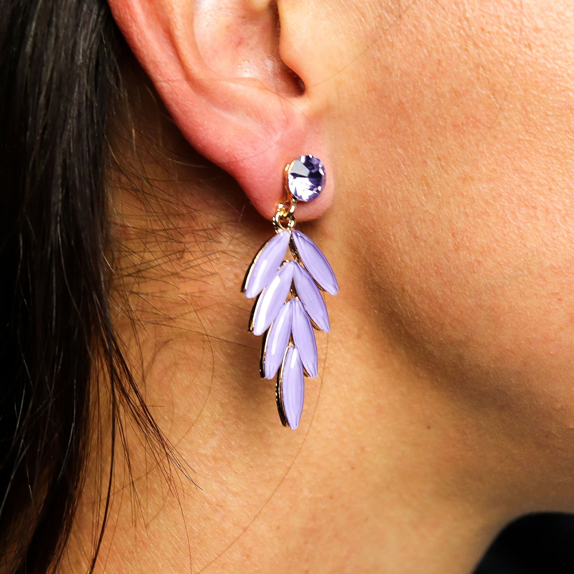 Fairy Wings Earrings: Lavender - Vintage Glass