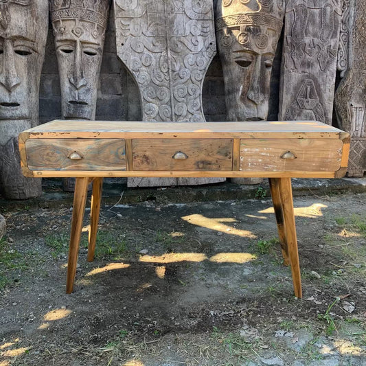 Reclaimed Teak Console Table: Unique & Rustic