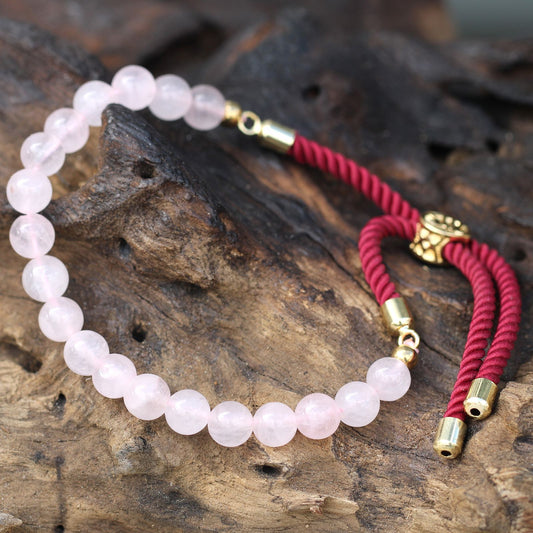 Rose Quartz Bracelet: Gentle Energy - 18k Gold Plated