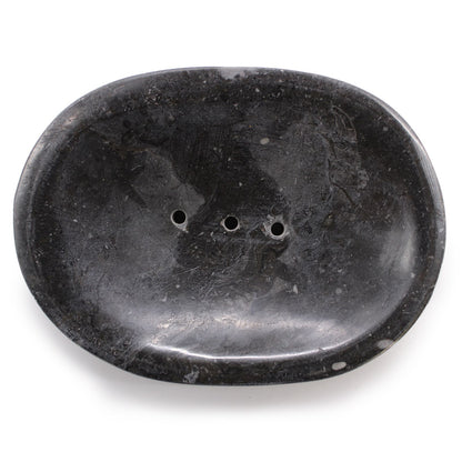 Oval Black Marble Soap Dish