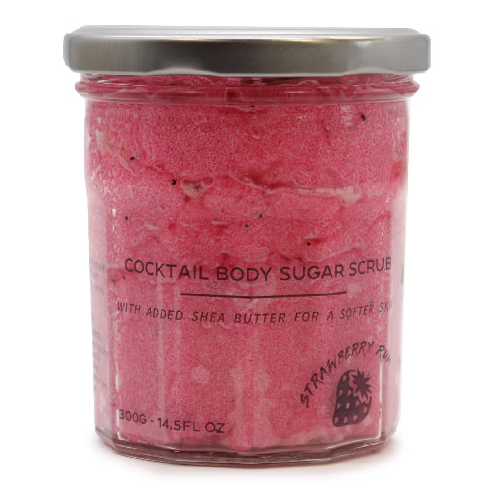 Strawberry Rum Sugar Body Scrub: Exfoliating & Skin Softening - 300g