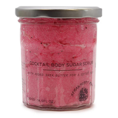 Strawberry Rum Sugar Body Scrub: Exfoliating & Skin Softening - 300g - Bath & Soak