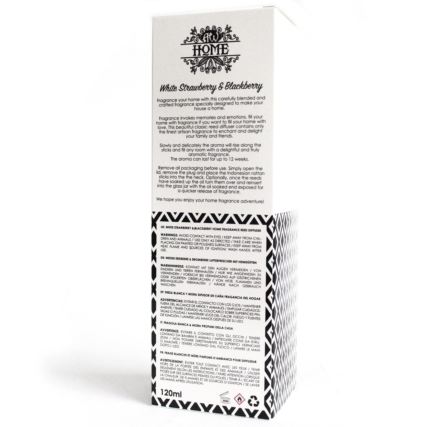 Fragrance Reed Diffuser: White Strawberry & Blackberry - 120ml