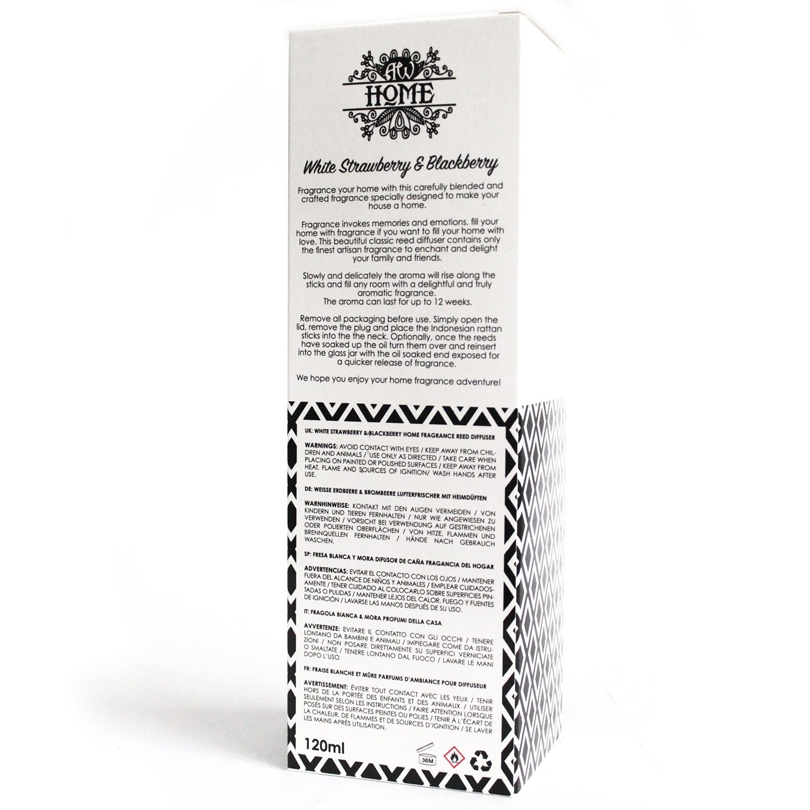 Fragrance Reed Diffuser: White Strawberry & Blackberry - 120ml
