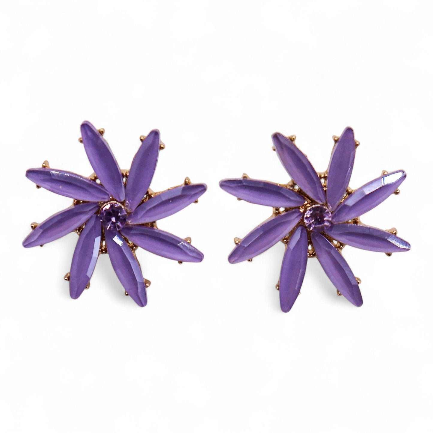 Flower Earrings: Lavender - Vintage Glass