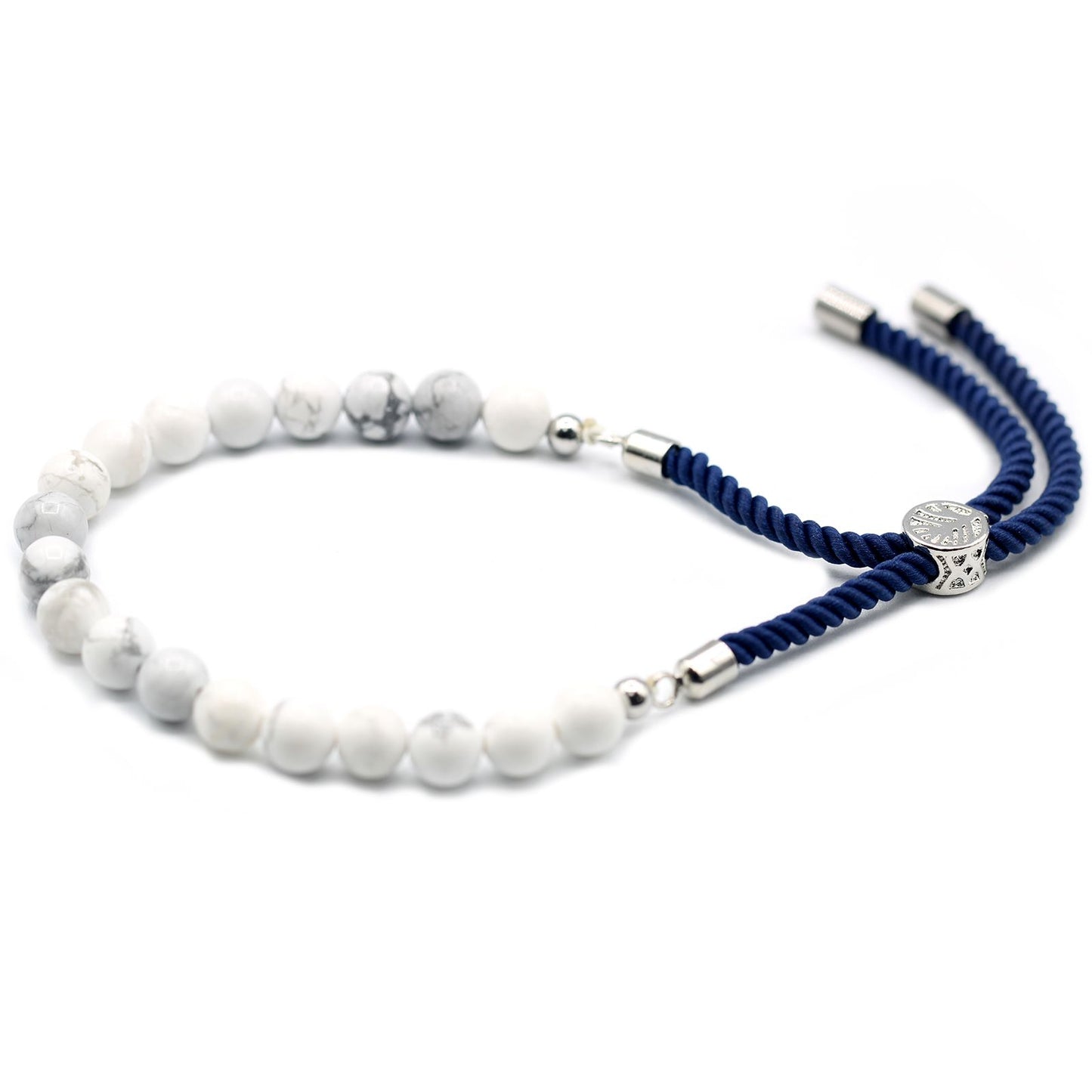 White Howlite Bracelet: Calmness & Serenity - 925 Silver Plated