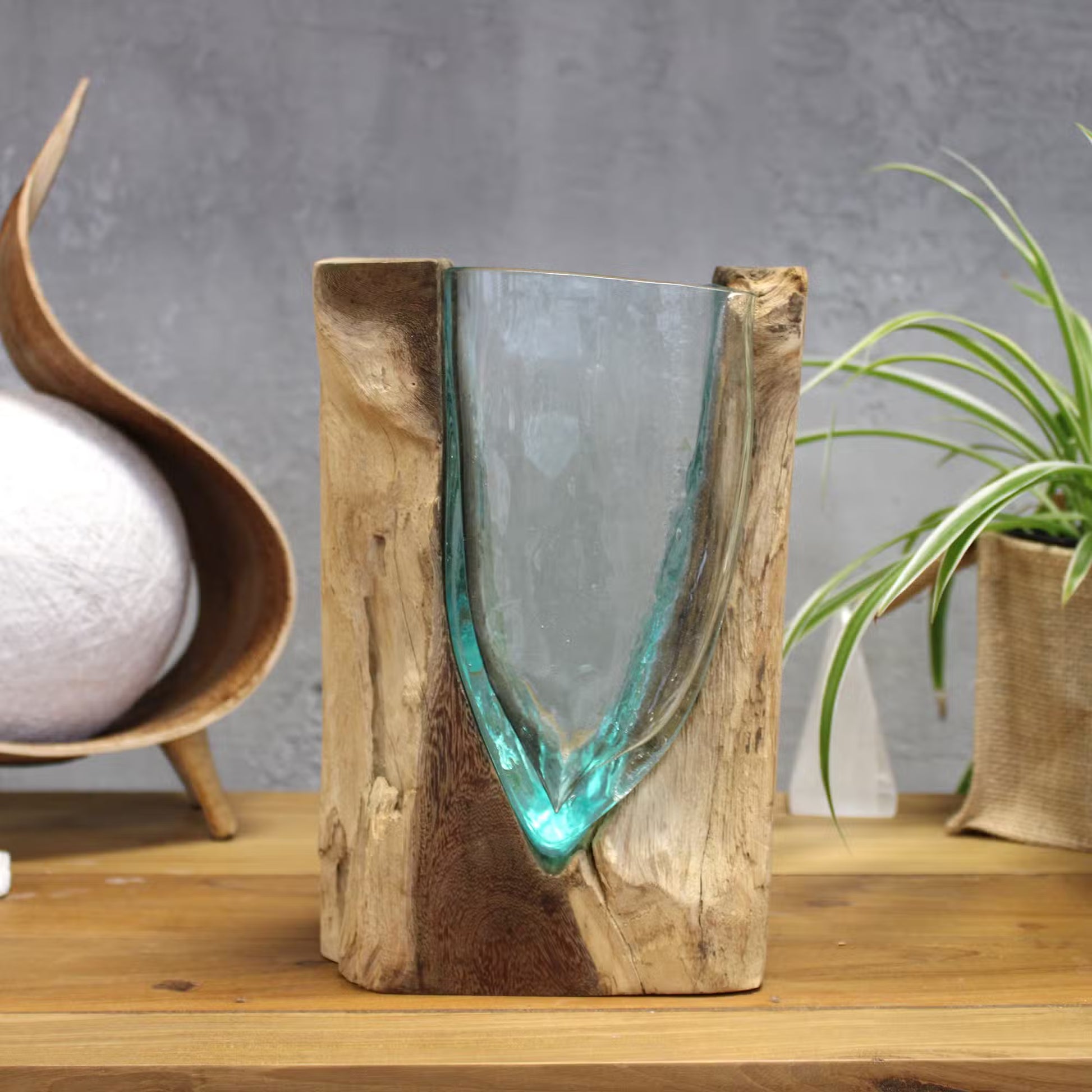 Molten Glass V-shaped Vase: Recycled Glass Art