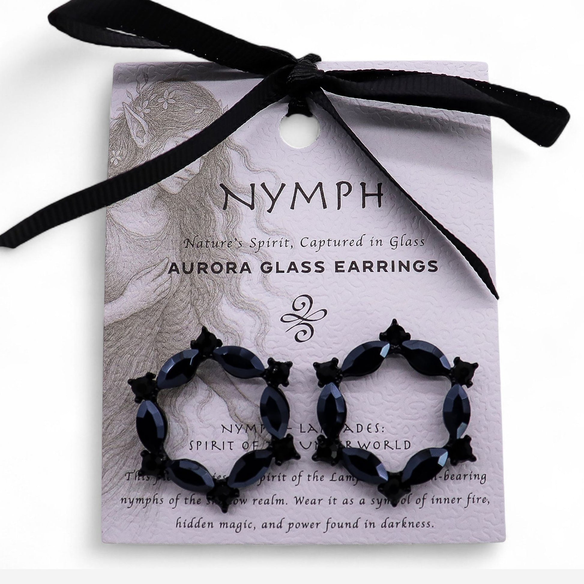 Loop Earrings: Jet Black - Vintage Glass