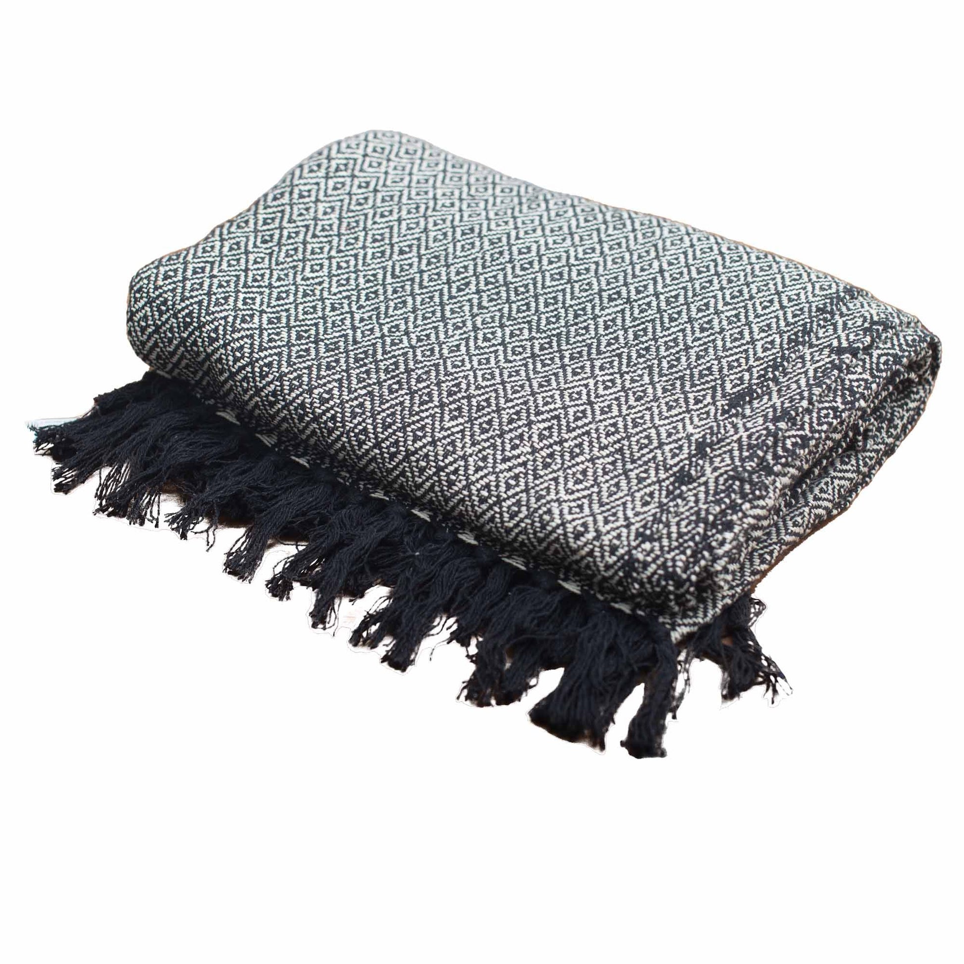 Boho Comfort Throw: Charcoal - 125x150cm