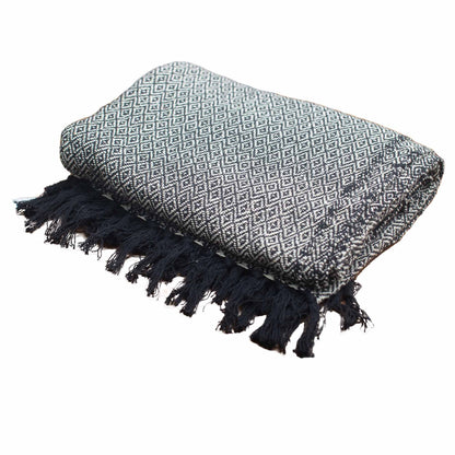 Boho Comfort Throw: Charcoal - 125x150cm