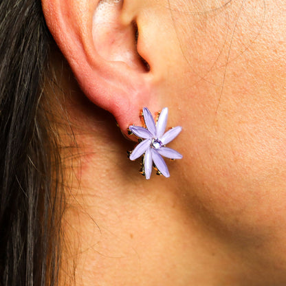 Flower Earrings: Lavender - Vintage Glass