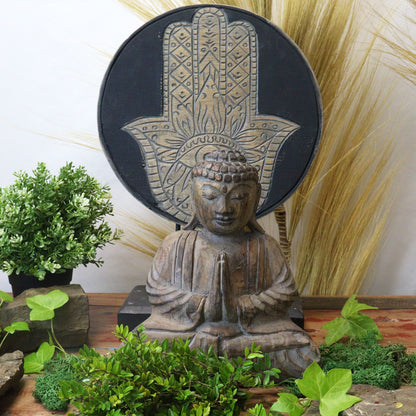 Buddha & Hamsa Feng Shui Set: Serene Grey - 25cm