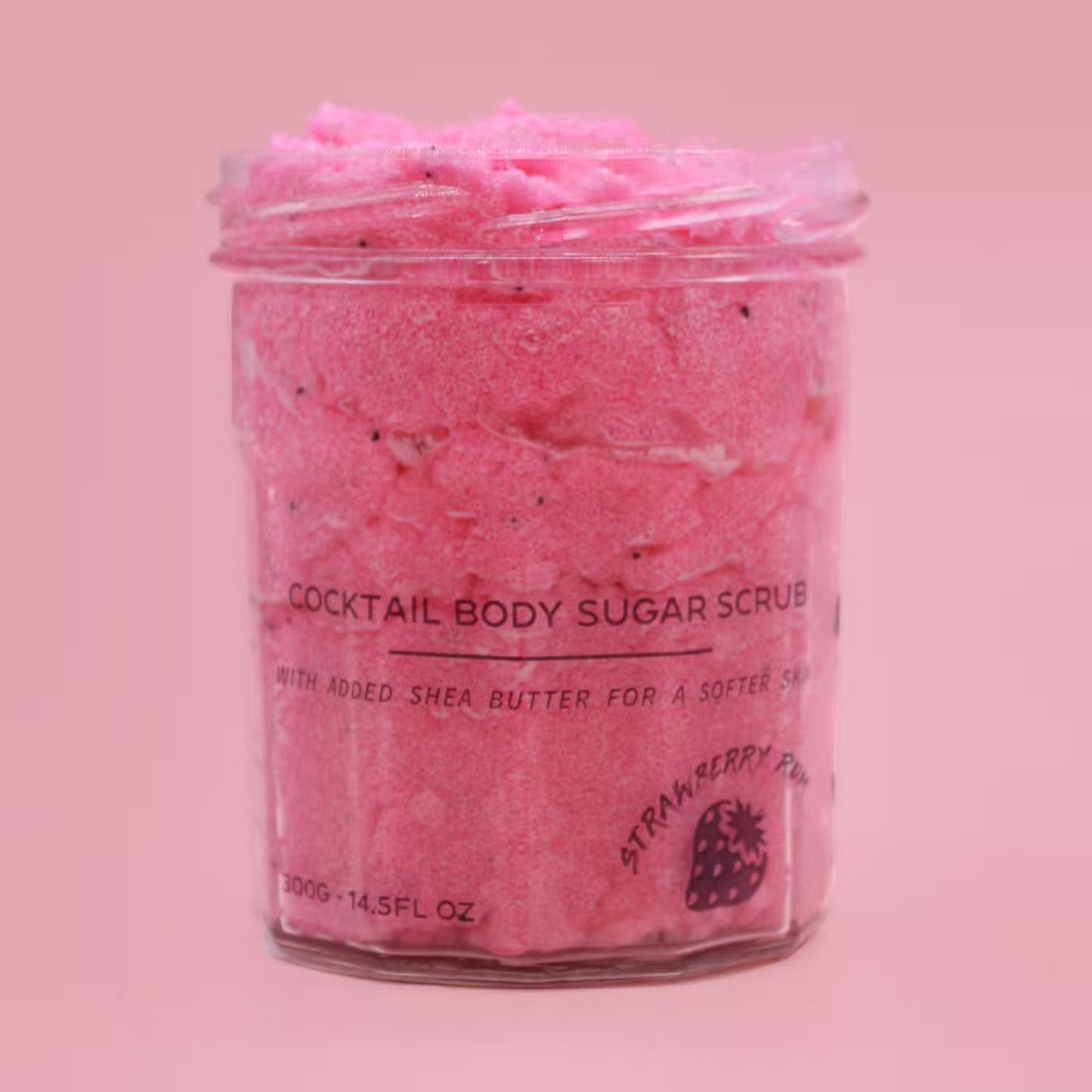 Strawberry Rum Sugar Body Scrub: Exfoliating & Skin Softening - 300g - Bath & Soak