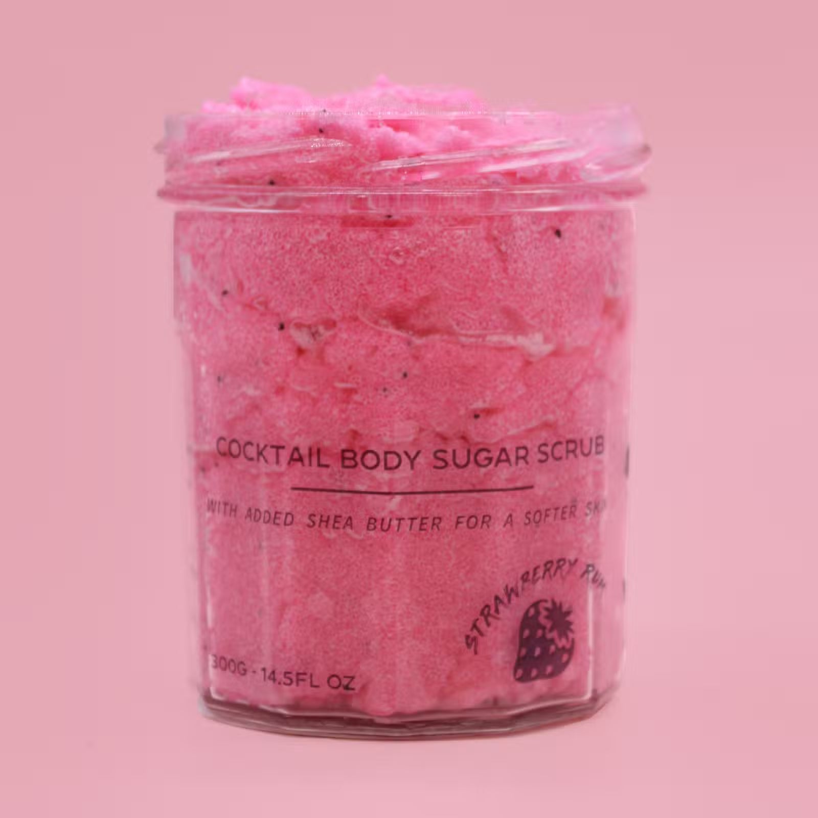 Strawberry Rum Sugar Body Scrub: Exfoliating & Skin Softening - 300g
