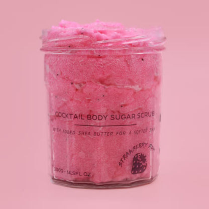 Strawberry Rum Sugar Body Scrub: Exfoliating & Skin Softening - 300g - Bath & Soak