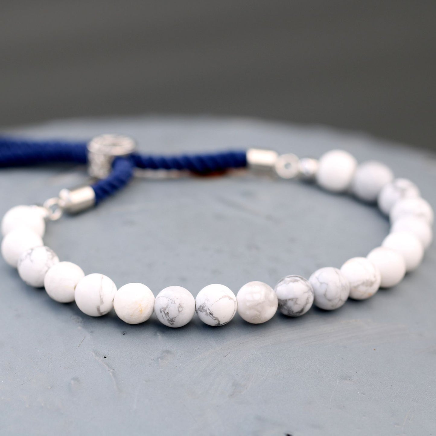 White Howlite Bracelet: Calmness & Serenity - 925 Silver Plated