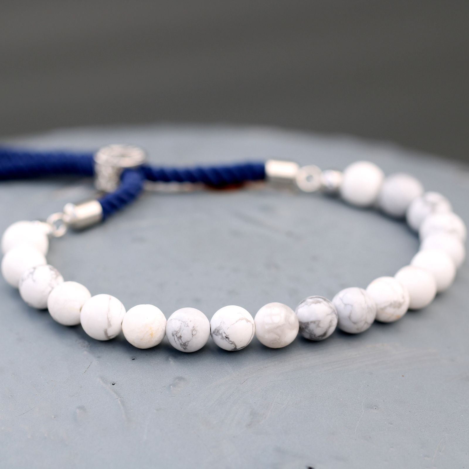 White Howlite Bracelet: Calmness & Serenity - 925 Silver Plated
