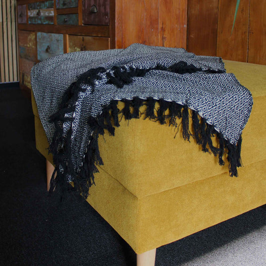 Boho Comfort Throw: Charcoal - 125x150cm