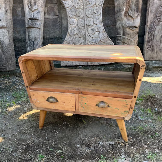 Recycled Teak TV Stand: Unique Handcrafted Storage