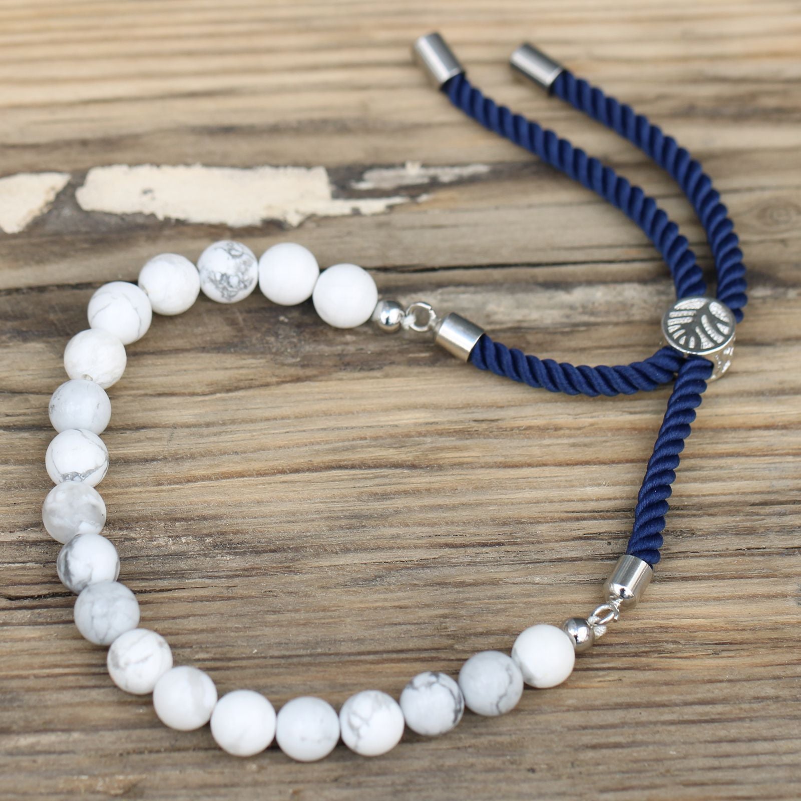 White Howlite Bracelet: Calmness & Serenity - 925 Silver Plated