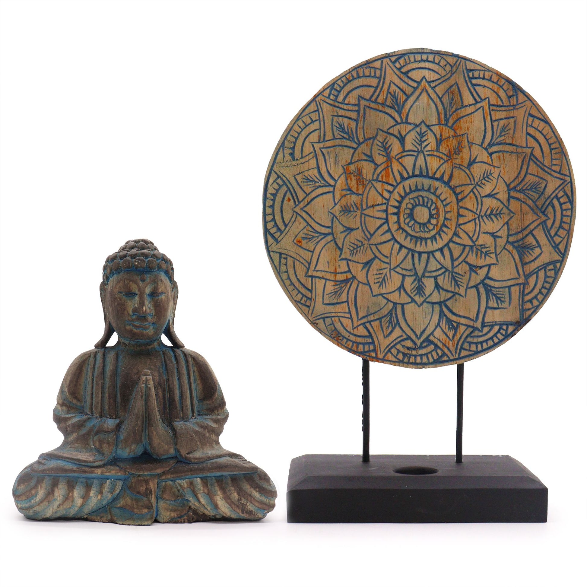 Buddha Feng Shui Set: Blue Flower Mandala - 25cm