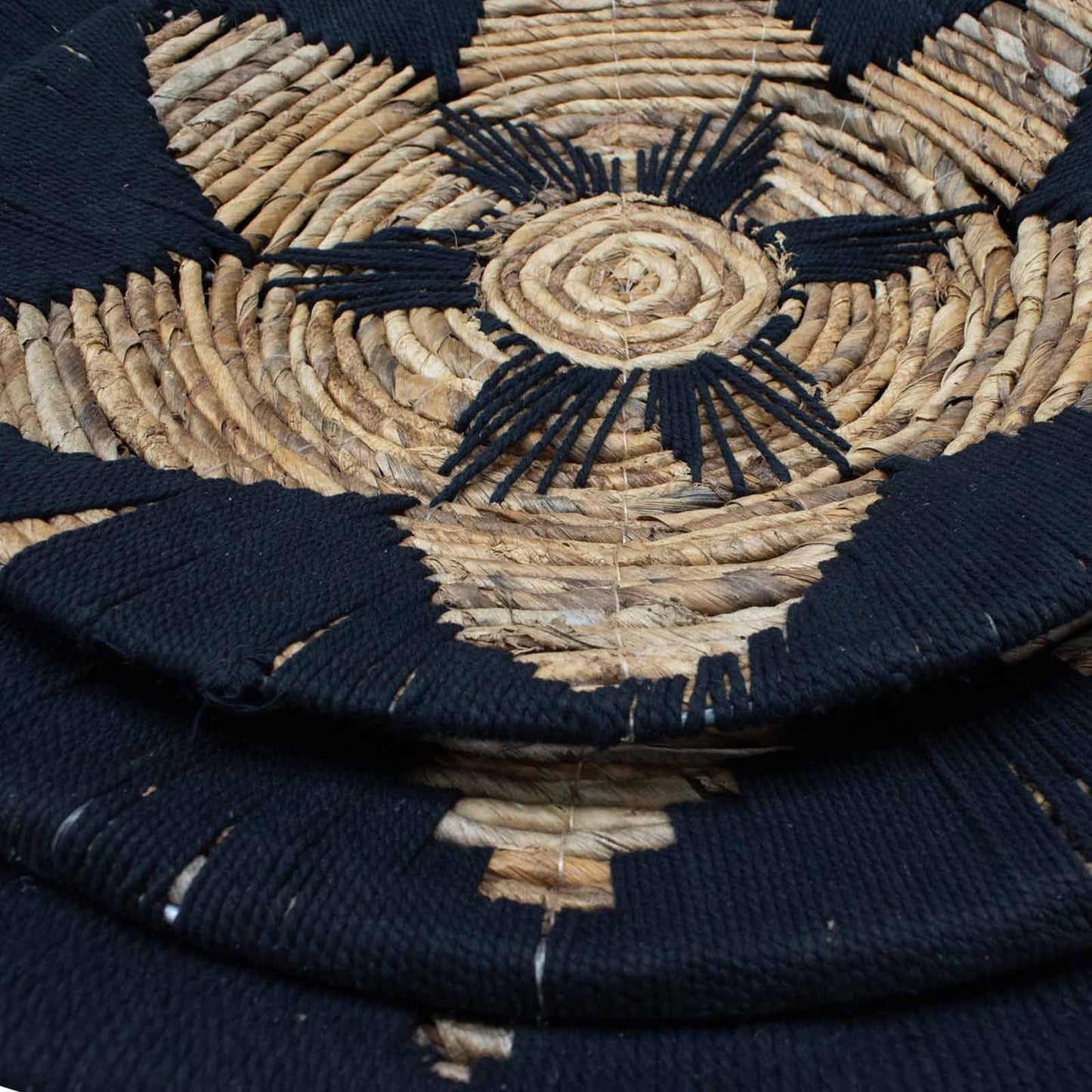 Handwoven Seagrass Wall Art Set: Black Bohemian Home Decor
