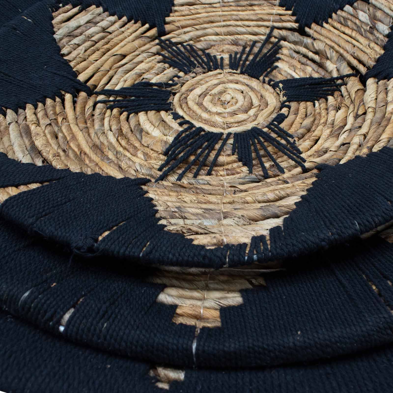 Handwoven Seagrass Wall Art Set: Black Bohemian Home Decor
