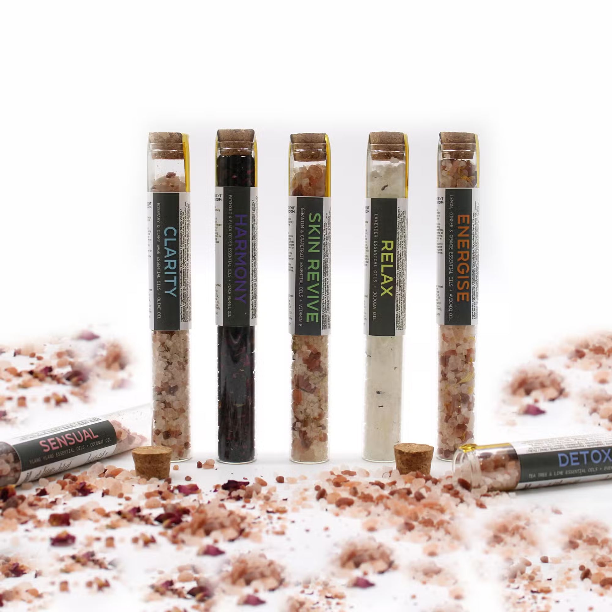 Bath Salt Gift Set: Essential Oil Blends - 7 Vials