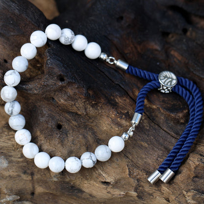 White Howlite Bracelet: Calmness & Serenity - 925 Silver Plated