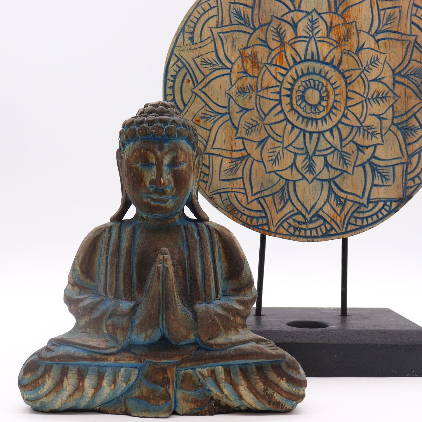 Buddha Feng Shui Set: Blue Flower Mandala - 25cm