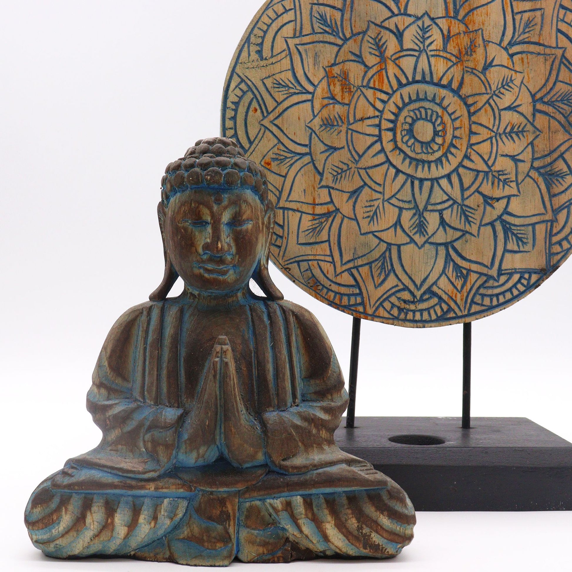 Buddha Feng Shui Set: Blue Flower Mandala - 25cm