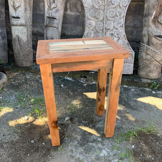 Recycled Teak Display Table: Unique Handcrafted Rustic Charm