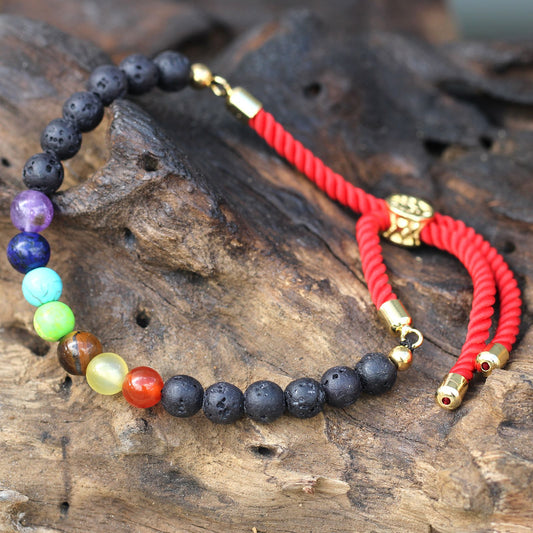 Lava Stone Chakra Bracelet: Grounding Chakra - 18k Gold Plated