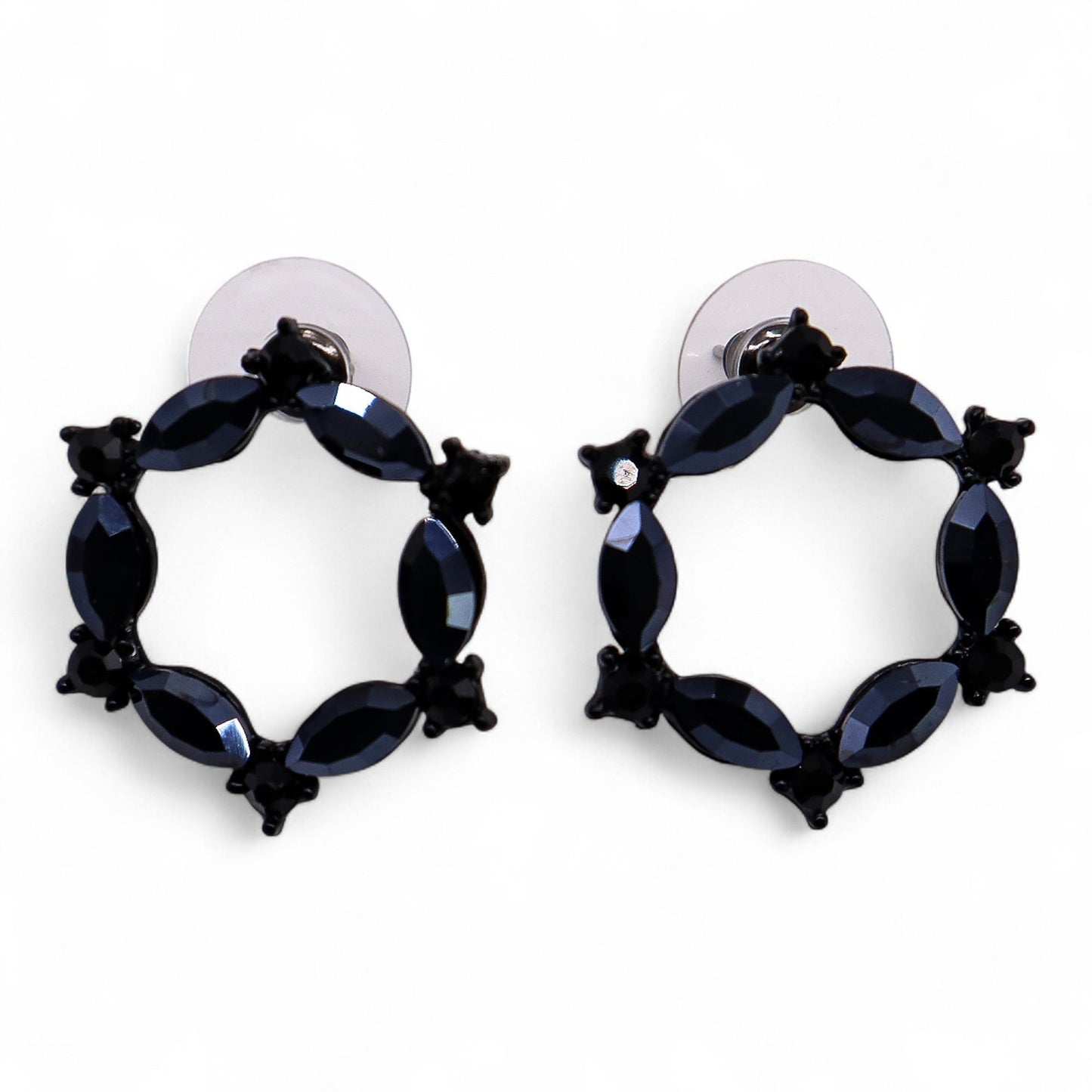 Loop Earrings: Jet Black - Vintage Glass