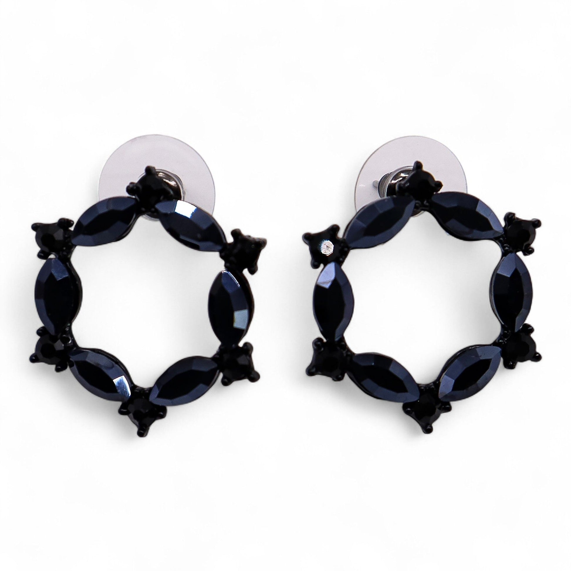 Loop Earrings: Jet Black - Vintage Glass