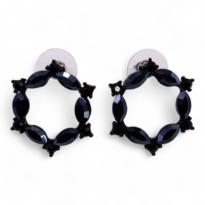 Loop Earrings: Jet Black - Vintage Glass