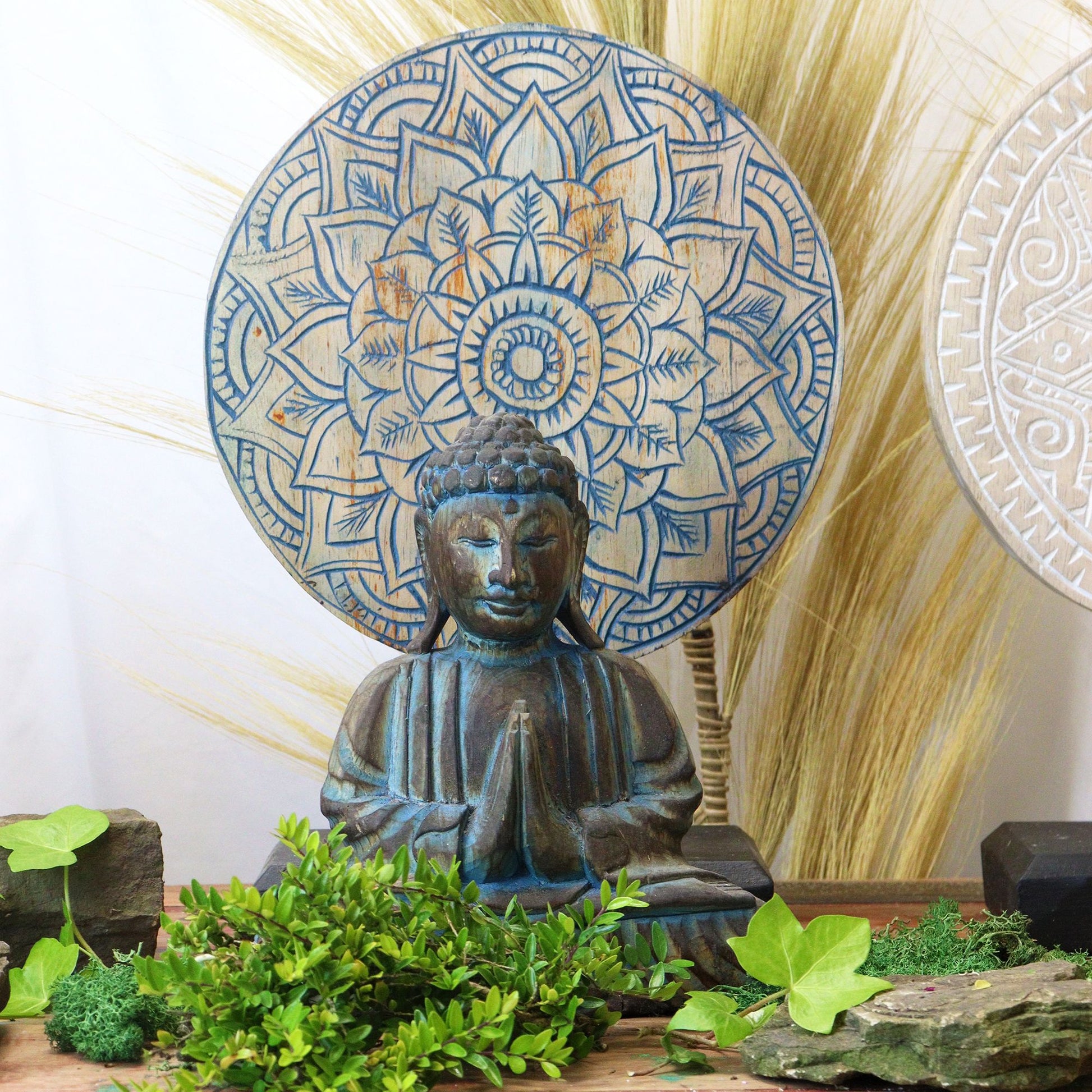 Buddha Feng Shui Set: Blue Flower Mandala - 25cm