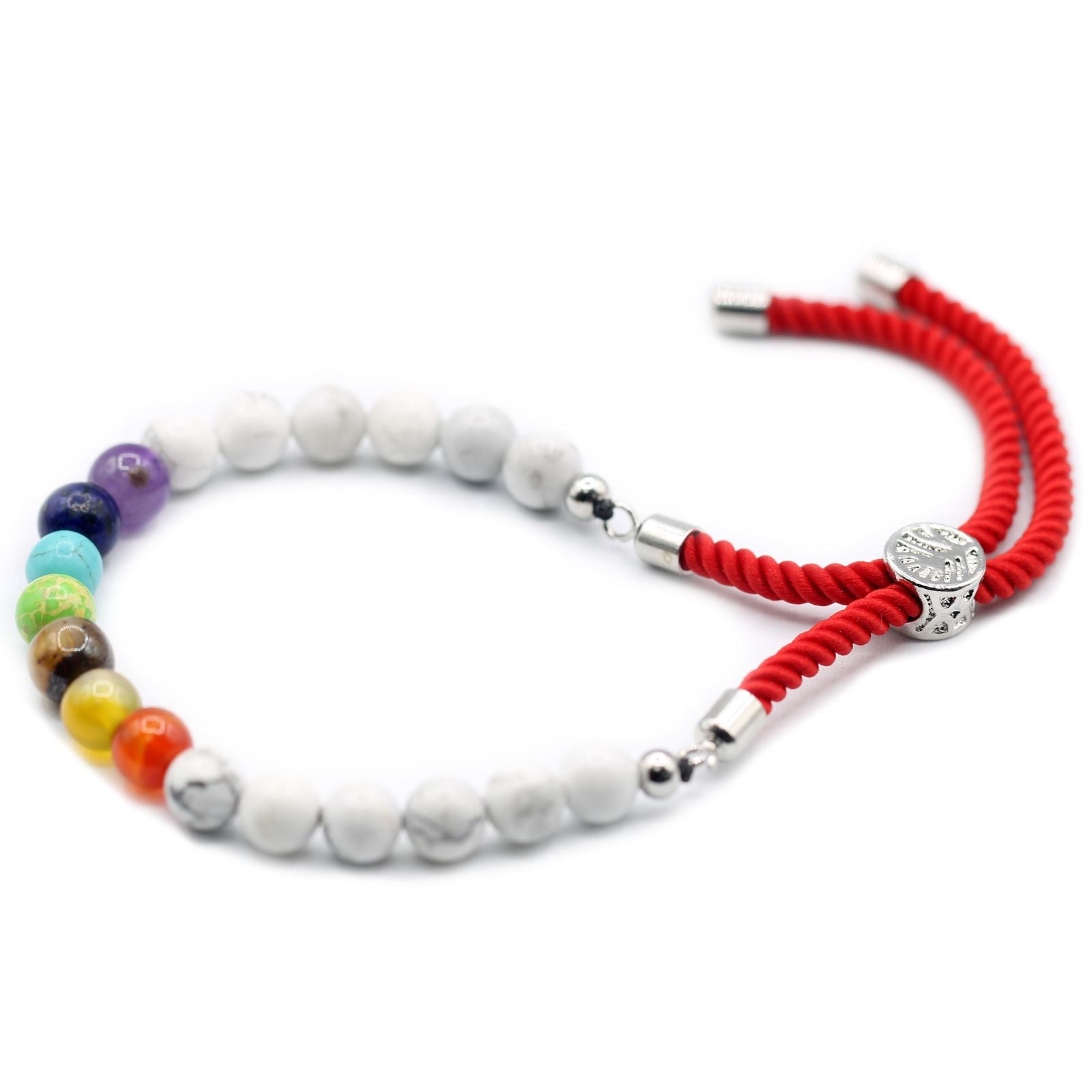 White Howlite Chakra Bracelet: Chakra Balancing - 925 Silver Plated