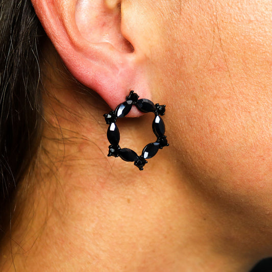 Loop Earrings: Jet Black - Vintage Glass