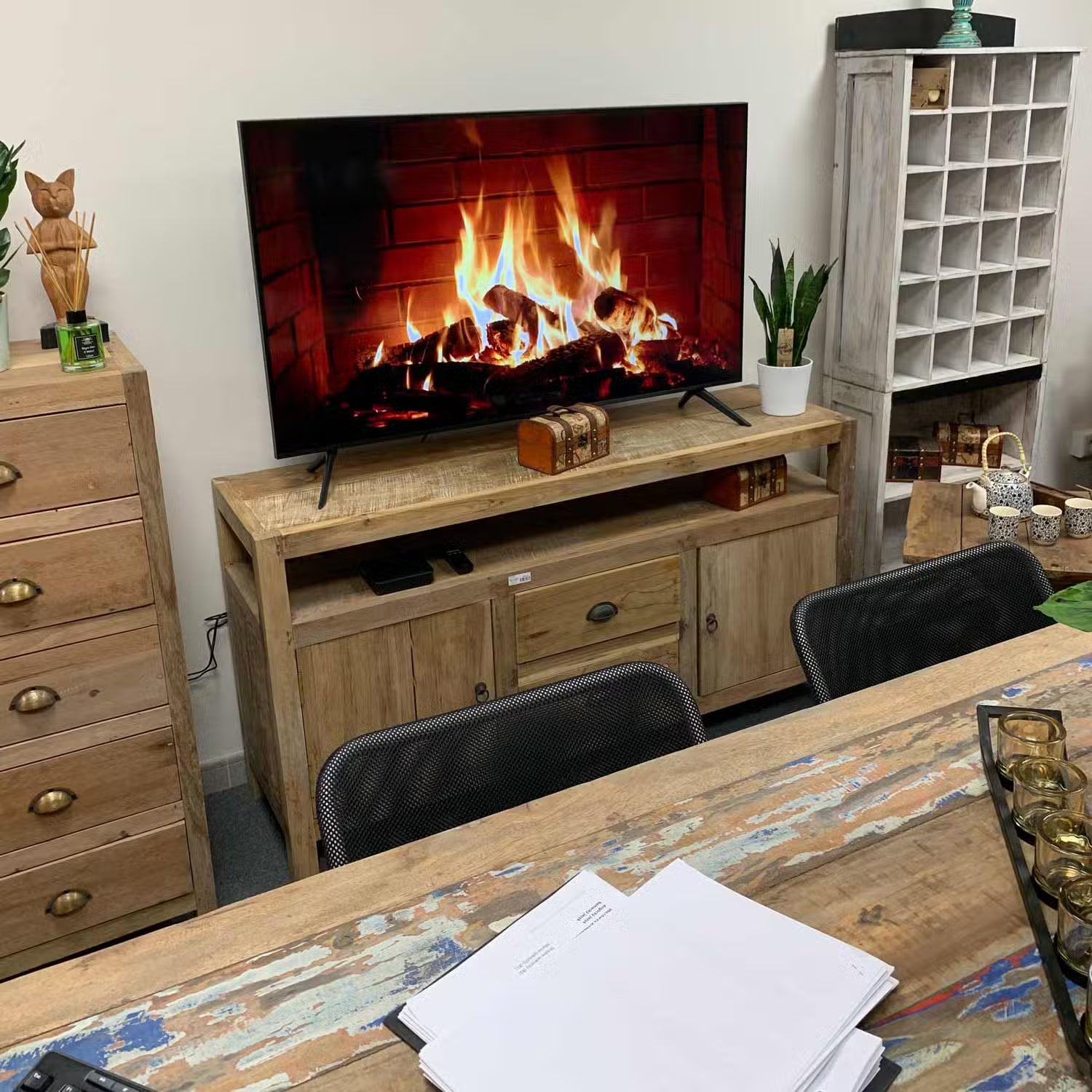 Handmade TV Stand: Recycled Teak Wood Unit