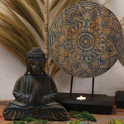 Buddha Feng Shui Set: Blue Flower Mandala - 25cm