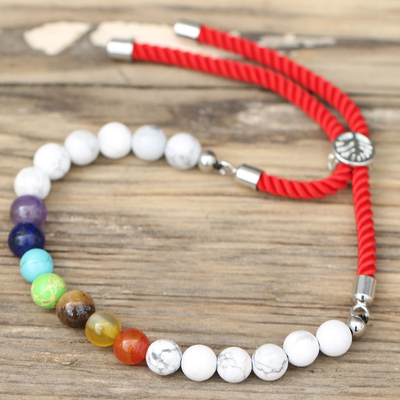 White Howlite Chakra Bracelet: Chakra Balancing - 925 Silver Plated