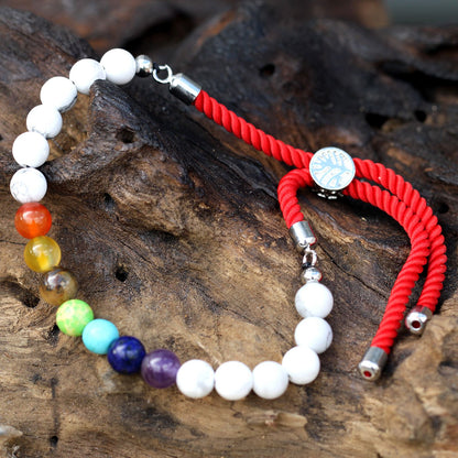 White Howlite Chakra Bracelet: Chakra Balancing - 925 Silver Plated