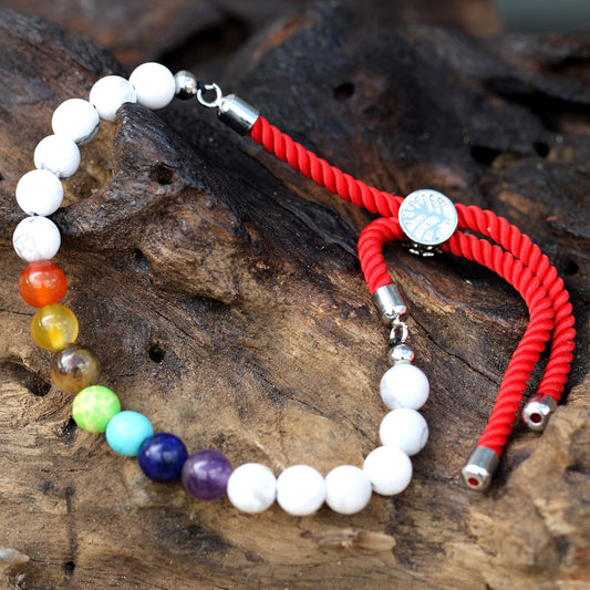 White Howlite Chakra Bracelet: Chakra Balancing - 925 Silver Plated