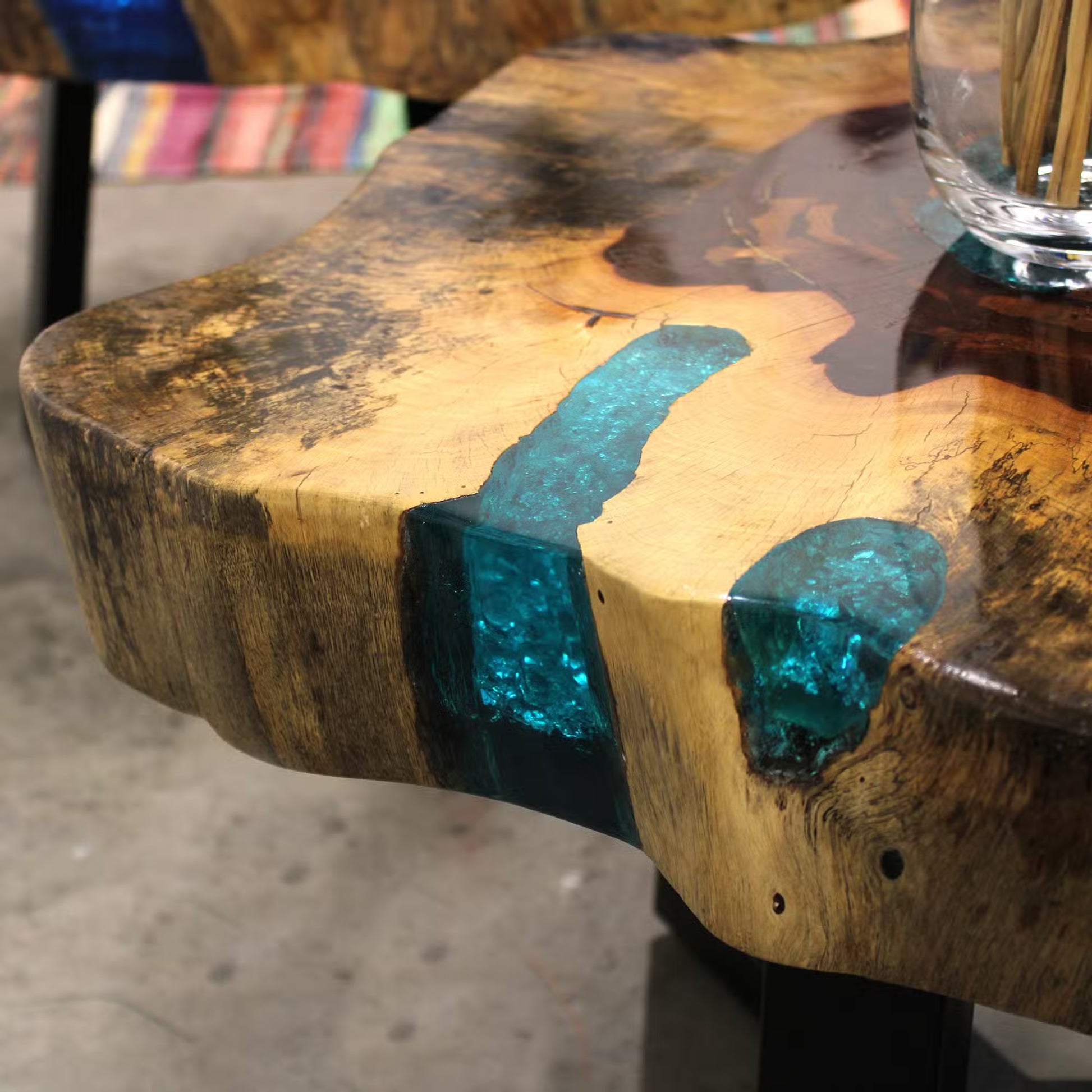 Handmade Tamarind & Aqua Resin Coffee Table