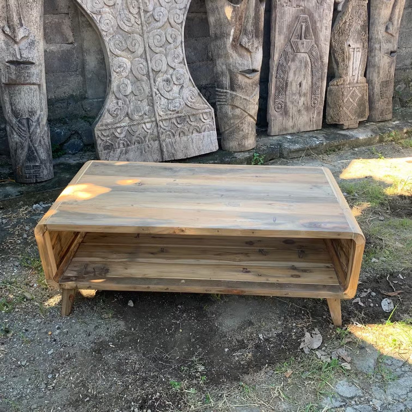 Recycled Teak Coffee Table: Unique Coastal Style - Large